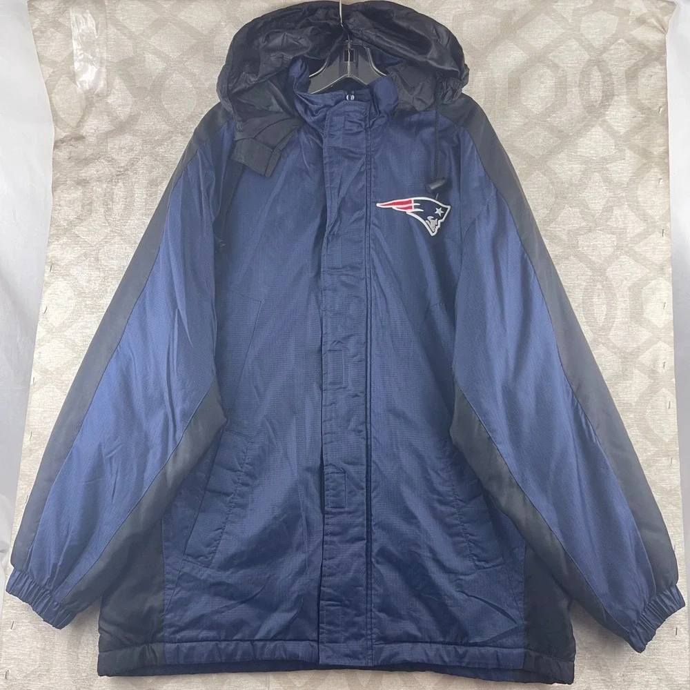 NFL New England Patriots Hooded Jacket‎ Navy Black Mens Medium L04280-PAT